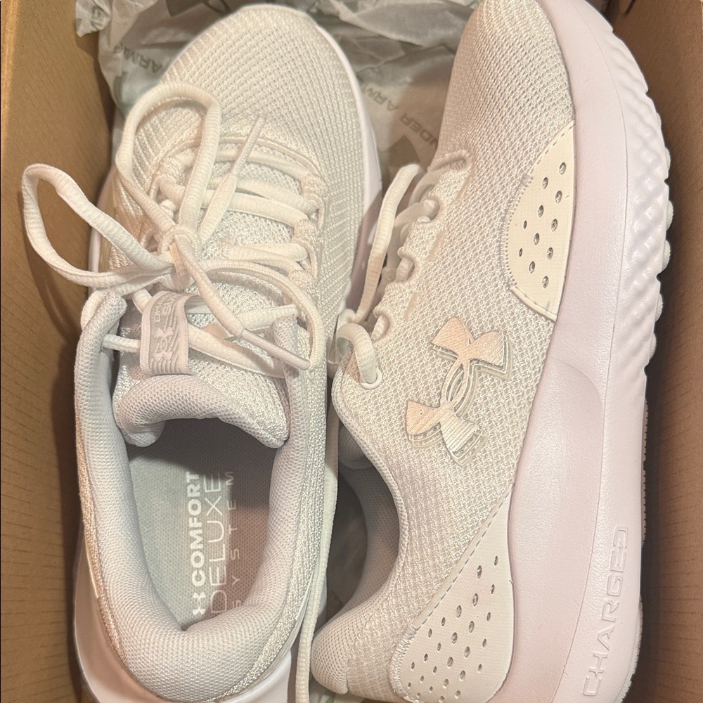 Under Armour Charged White Athletic Shoes